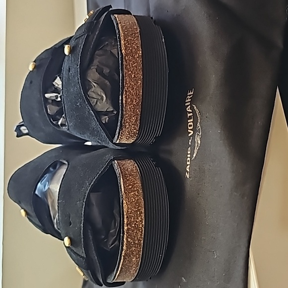 Zadig & Voltaire Black Suede Slide Sandals - FR 39 US 8 - Picture 5 of 11